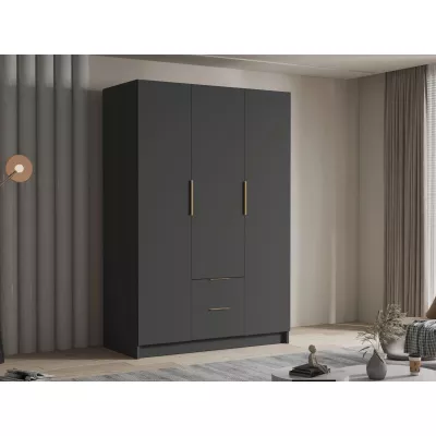 Vysoká šatníková skriňa 150 cm MARILA - čierna / zlatá