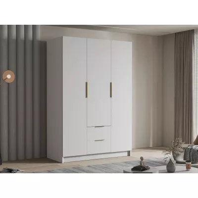Vysoká šatníková skriňa 150 cm MARILA - biela / zlatá