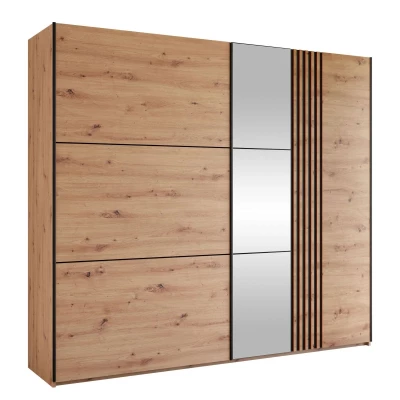 Šatníková skriňa s posuvnými dverami 250 cm HOLFA - dub wotan / čierna