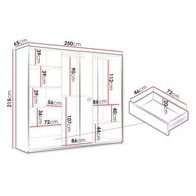 Šatníková skriňa s posuvnými dverami 250 cm HOLFA - dub wotan / biela