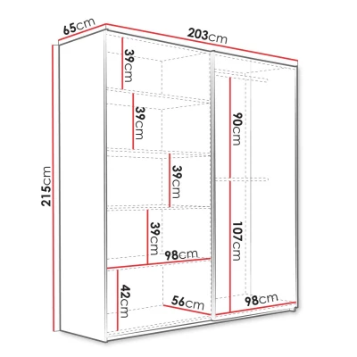 Šatníková skriňa s posuvnými dverami 203 cm HOLFA - dub wotan / biela