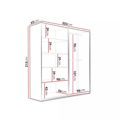 Šatníková skriňa s posuvnými dverami 203 cm HOLFA - dub wotan / čierna