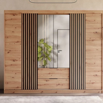 Vysoká šatníková skriňa 250 cm so zrkadlom AFESI - dub artisan