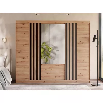 Vysoká šatníková skriňa 250 cm so zrkadlom AFESI - dub artisan