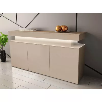 Moderná komoda s dvierkami HYDA - piesková béžová + LED osvetlenie ZDARMA