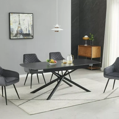 Rozkladací jedálenský stôl 160(200)x90 NAZMUL - čierny