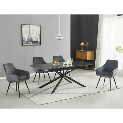 Rozkladací jedálenský stôl 160(200)x90 NAZMUL - čierny