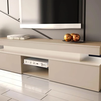 TV stolík HYDA - pieskový béžový + LED osvetlenie ZDARMA