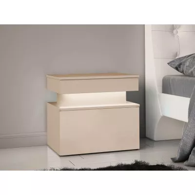 Nočný stolík HYDA - pieskový béžový + LED osvetlenie ZDARMA