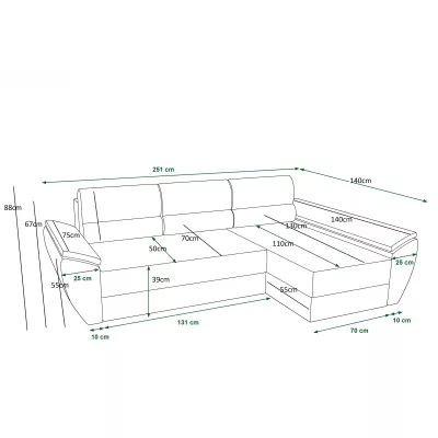 Rohová sedacia súprava na každodenné spanie OPHELIA - zelená