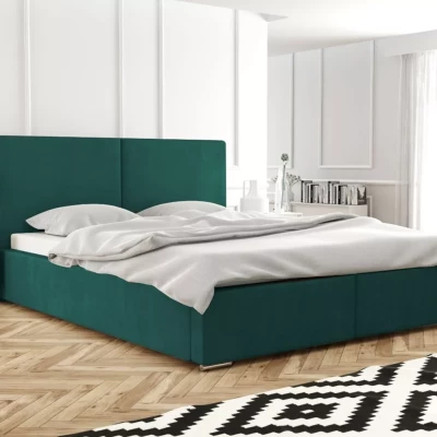 Manželská čalúnená posteľ 140x200 SANDRINA 2 - tmavo zelená