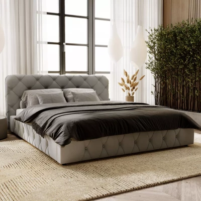 Elegantná čalúnená posteľ 160x200 MARLENE 2 s úložným priestorom - svetlo šedá
