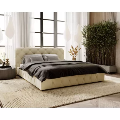 Elegantná čalúnená posteľ 180x200 MARLENE 2 s úložným priestorom - krémová