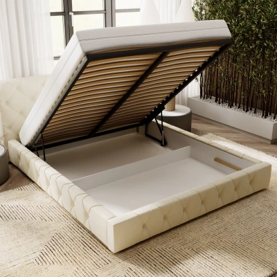 Elegantná čalúnená posteľ 200x200 MARLENE 2 s úložným priestorom - zelená