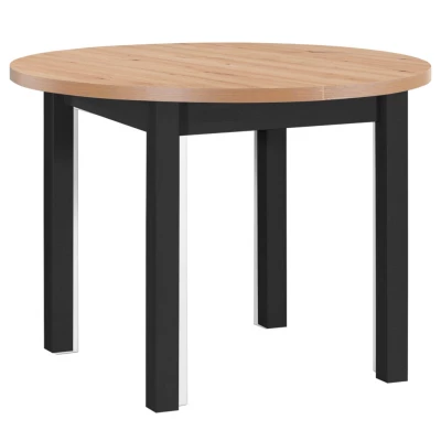 Okrúhly jedálenský stôl 100(180)x100 HELGA 4 - dub artisan / čierny