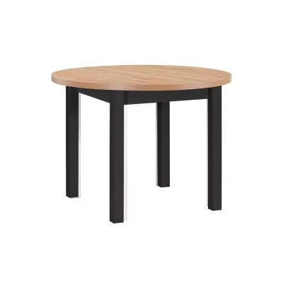 Okrúhly jedálenský stôl 100(180)x100 HELGA 4 - dub artisan / čierny