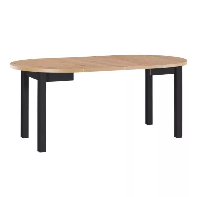 Okrúhly jedálenský stôl 100(180)x100 HELGA 4 - dub artisan / čierny