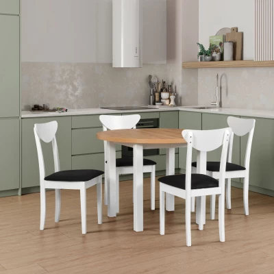 Okrúhly jedálenský stôl 100(180)x100 HELGA 4 - dub grandson / biely