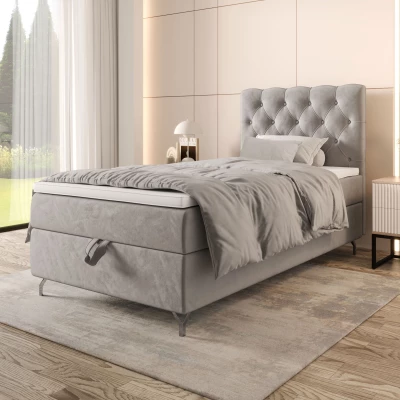 Čalúnená boxspringová posteľ 100x200 ADRIA 2 - svetlo šedá