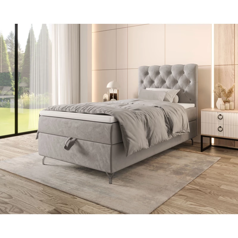 Čalúnená boxspringová posteľ 120x200 ADRIA 2 - svetlo šedá