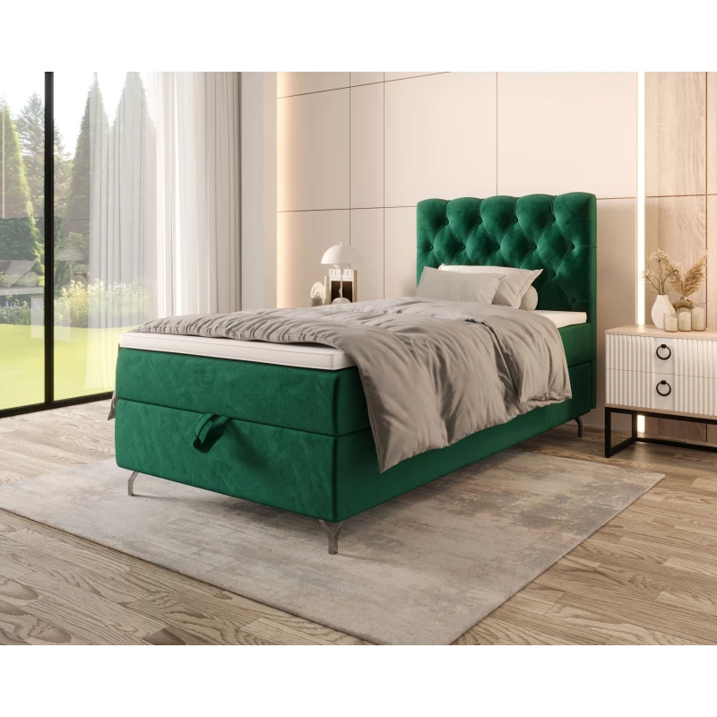 Čalúnená boxspringová posteľ 90x200 ADRIA COMFORT 2 - zelená