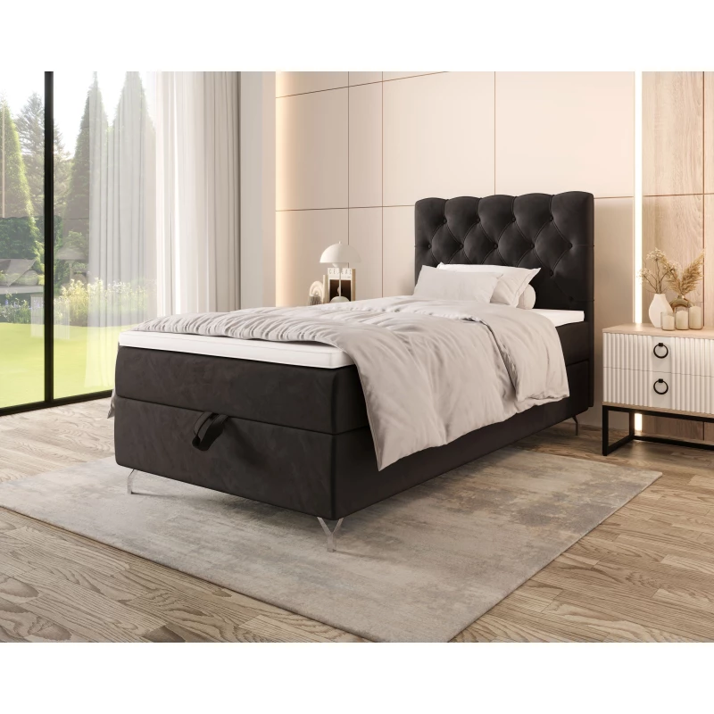 Čalúnená boxspringová posteľ 90x200 ADRIA COMFORT 2 - tmavo šedá