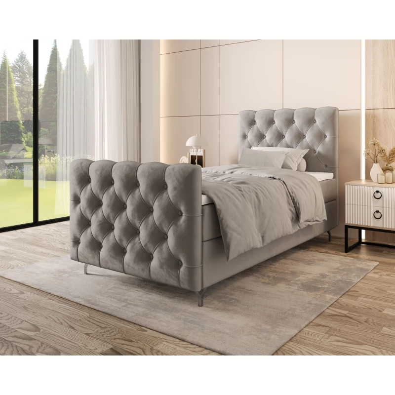 Čalúnená boxspringová posteľ 100x200 ADRIA PLUS 2 - svetlo šedá