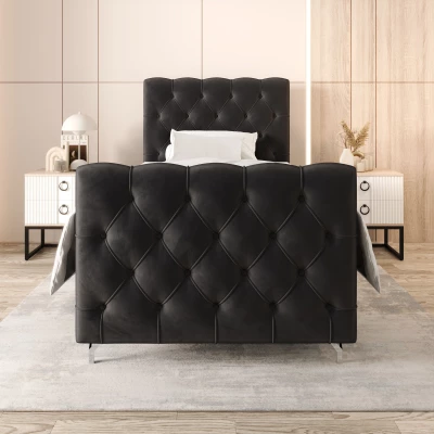 Čalúnená boxspringová posteľ 100x200 ADRIA PLUS 2 - tmavo šedá