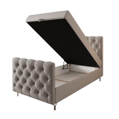 Čalúnená boxspringová posteľ 90x200 ADRIA COMFORT PLUS 2 - svetlo šedá