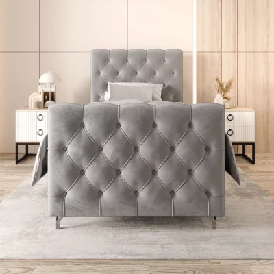 Čalúnená boxspringová posteľ 100x200 ADRIA COMFORT PLUS 2 - svetlo šedá