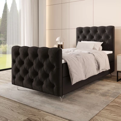Čalúnená boxspringová posteľ 100x200 ADRIA COMFORT PLUS 2 - tmavo šedá