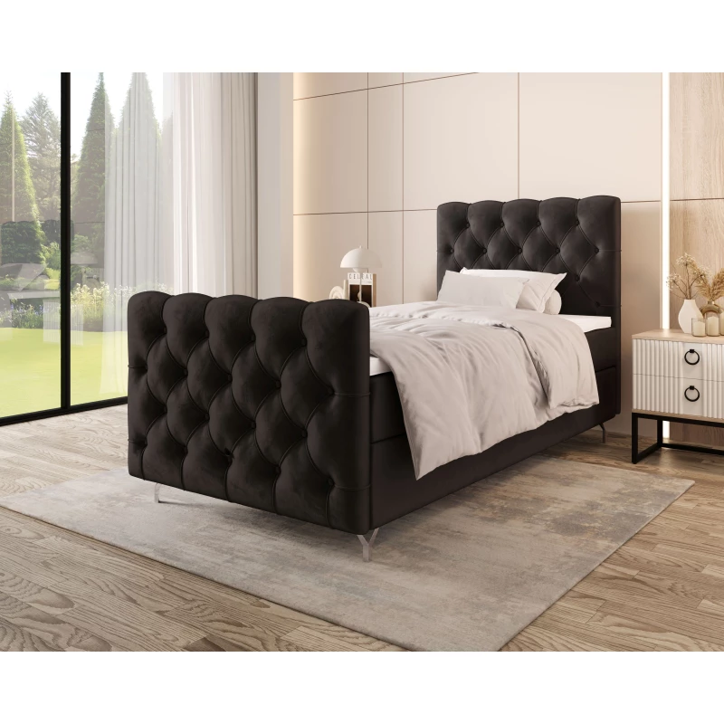 Čalúnená boxspringová posteľ 100x200 ADRIA COMFORT PLUS 2 - tmavo šedá