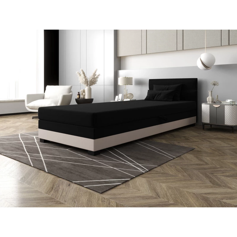 Jednolôžková čalúnená posteľ 90x195 NALINDA 1 - čierna / ecru