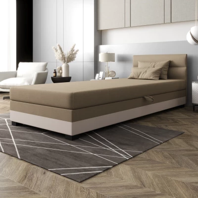 Jednolôžková čalúnená posteľ 90x195 NALINDA 1 - hnedá / ecru