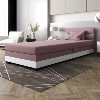 Jednolôžková čalúnená posteľ 120x195 NALINDA 1 - ružová / biela