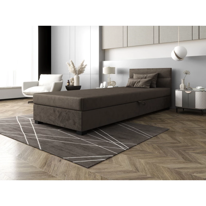 Jednolôžková čalúnená posteľ 100x195 NALINDA 1 - tmavo hnedá