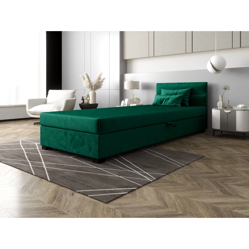 Jednolôžková čalúnená posteľ 80x195 NALINDA 1 - zelená