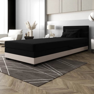 Jednolôžková čalúnená posteľ 80x195 NALINDA 2 - čierna / ecru