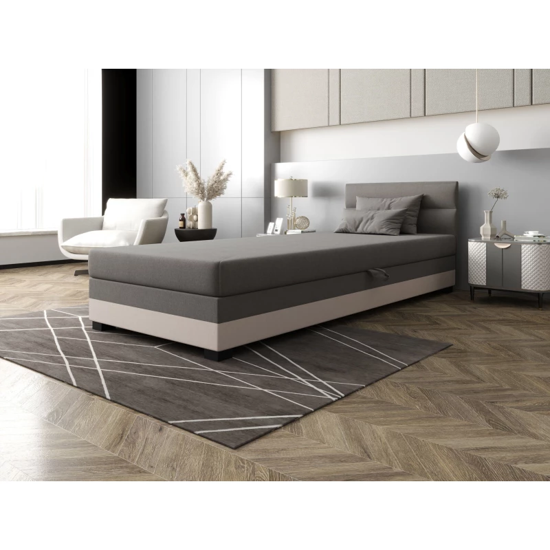 Jednolôžková čalúnená posteľ 80x195 NALINDA 2 - svetlo šedá / ecru