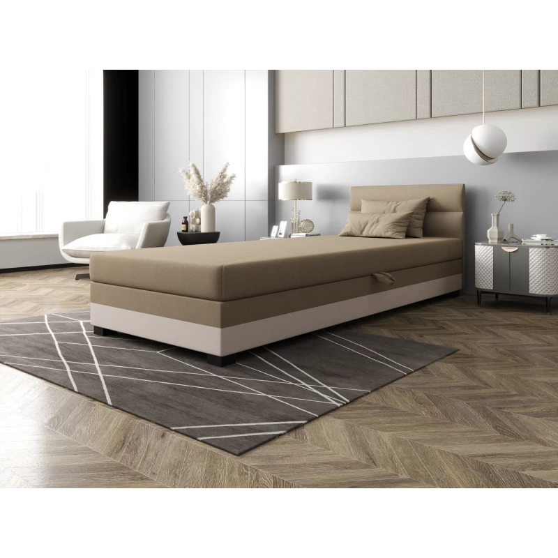 Jednolôžková čalúnená posteľ 80x195 NALINDA 2 - hnedá / ecru