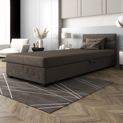 Jednolôžková čalúnená posteľ 100x195 NALINDA 2 - tmavo hnedá