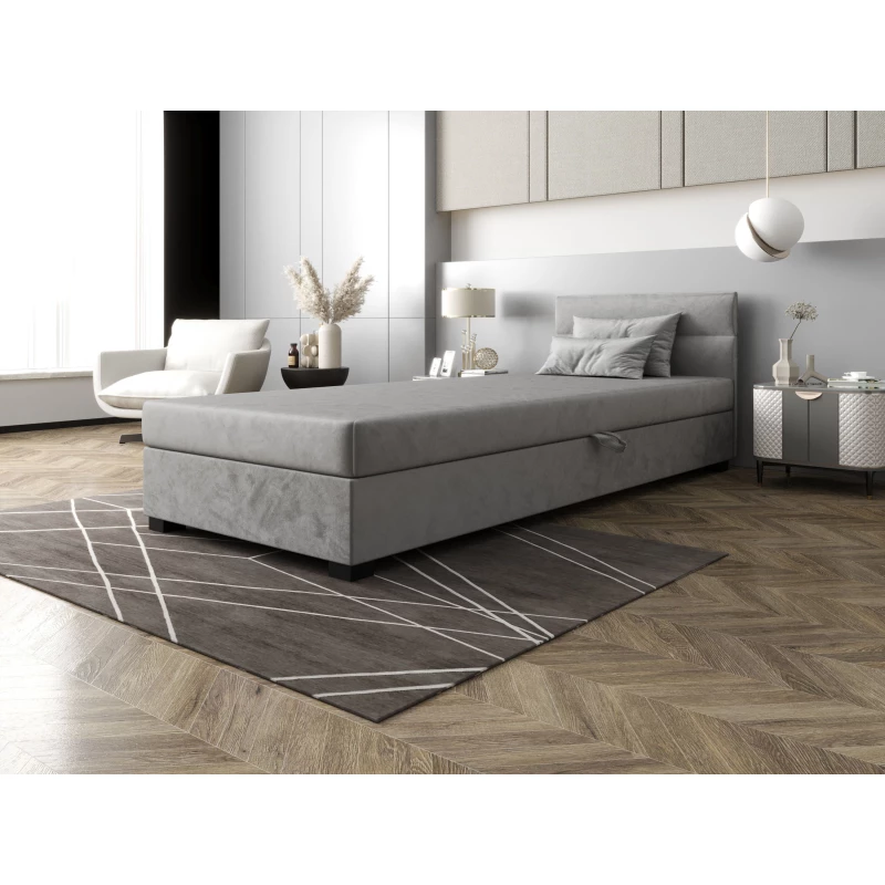 Jednolôžková čalúnená posteľ 90x195 NALINDA 2 - svetlo šedá