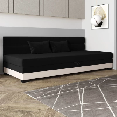 Jednolôžková čalúnená posteľ 110x195 NALINDA BIZ 1 - čierna / ecru