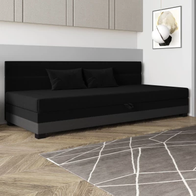 Jednolôžková čalúnená posteľ 90x195 NALINDA BIZ 1 - čierna / šedá