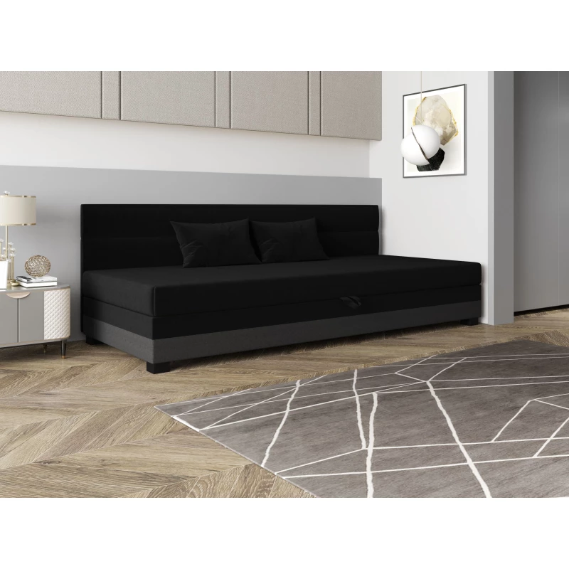 Jednolôžková čalúnená posteľ 90x195 NALINDA BIZ 1 - čierna / šedá