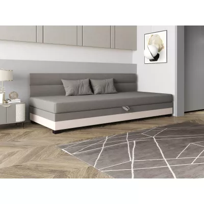 Jednolôžková čalúnená posteľ 110x195 NALINDA BIZ 1 - svetlo šedá / ecru