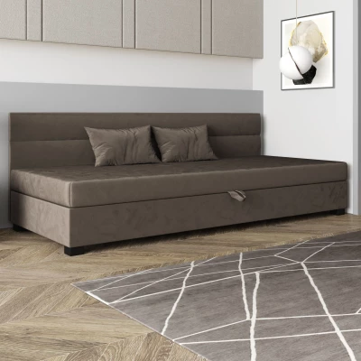 Jednolôžková čalúnená posteľ 90x195 NALINDA BIZ 1 - tmavo hnedá