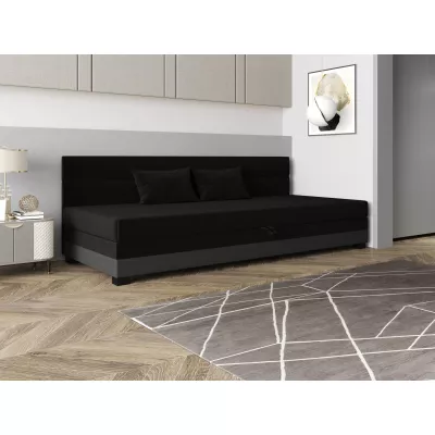 Jednolôžková čalúnená posteľ 90x195 NALINDA BIZ 2 - čierna / šedá