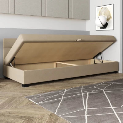 Jednolôžková čalúnená posteľ 80x195 NALINDA BIZ 2 - svetlo šedá / ecru