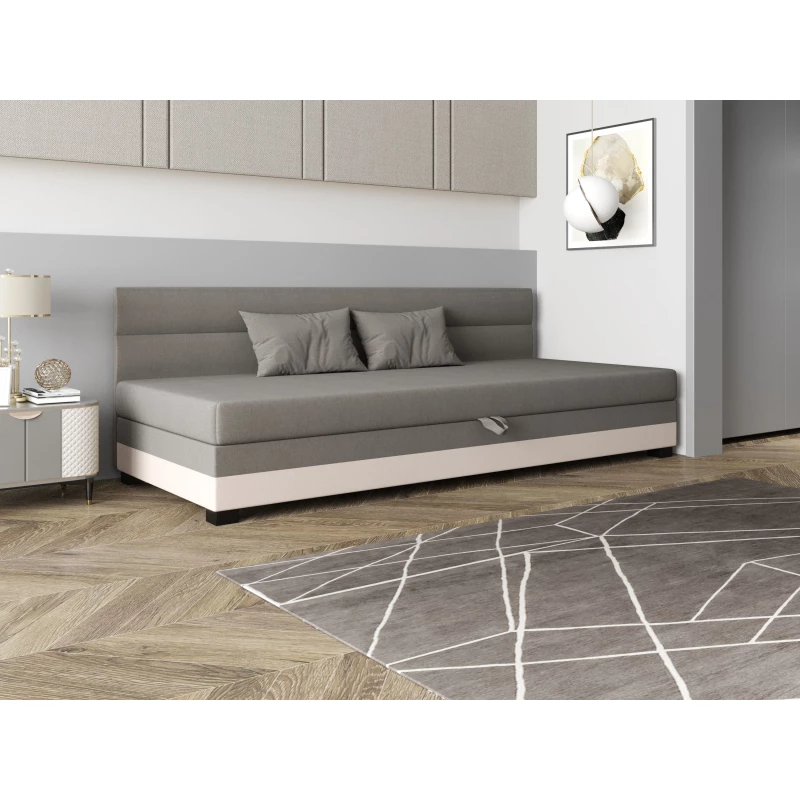 Jednolôžková čalúnená posteľ 90x195 NALINDA BIZ 2 - svetlo šedá / ecru